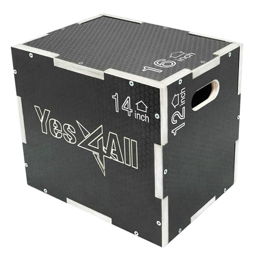 Yes4All CFL8 3 in 1 Plyo Box aus Holz mit rutschfester Oberfläche, 40,6 cm x 35,5 cm x 30,4 cm, Plyometric Box Plattform für Sprungtraining, Jump Boxes für Home Gym Übung und Outdoor Workout von Yes4All