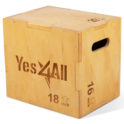Yes4All 3 in 1 Holz Plyo Box mit 4 verschiedenen Größen - Lieferumfang: Schrauben zur einfachen Montage, Unisex-Erwachsene, A-Light Wood BW0X Color,50.8cmx45.7cmx40.6cm von Yes4All