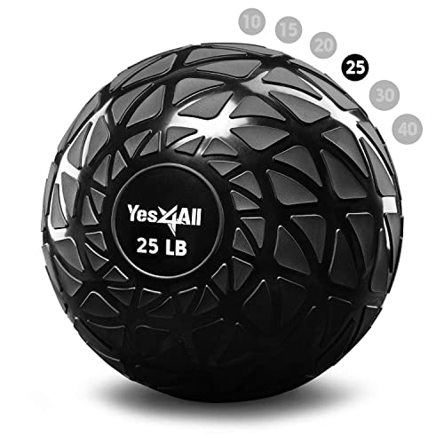 Yes4All BW7V Dynamische Slam Balls 11.3 kg, Schwarz, Medizinball für Kraft, Power und Training von Yes4All