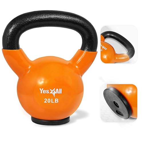 Yes4All RPL7 Kettlebell aus Gusseisen mit Vinylbeschichtung und Gummifuß, 9 kg von Yes4All