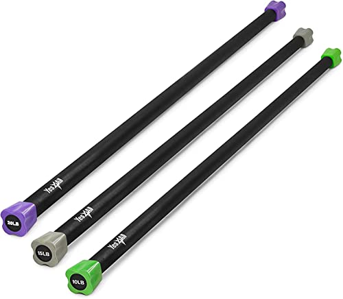 Yes4All RZP2 Beschwerungsstange/Weighted Workout Bar - Set von 3 Beschwerungsstangen 4.5kg, 6.8kg, 9kg - Großartige Aerobic & Yoga von Yes4All