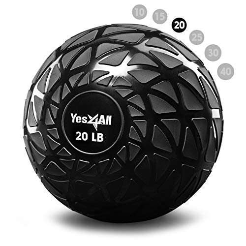 Yes4All Fitness-Slam-Medizinball, 9 kg, für Übung, Kraft, Krafttraining, Workout-Ball, gewichteter Ball, Gymnastikball, dynamisches Schwarz. von Yes4All