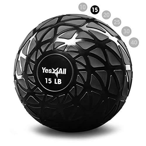 Yes4All A9Q1 Dynamische Slam Balls (Schwarz, Blau, Teal, Orange & Glänzend) 4.5kg - 18.1kg für Kraft, Power und Training - Slam Medizinball, B. Dynamisches Schwarz - 6.8kg von Yes4All