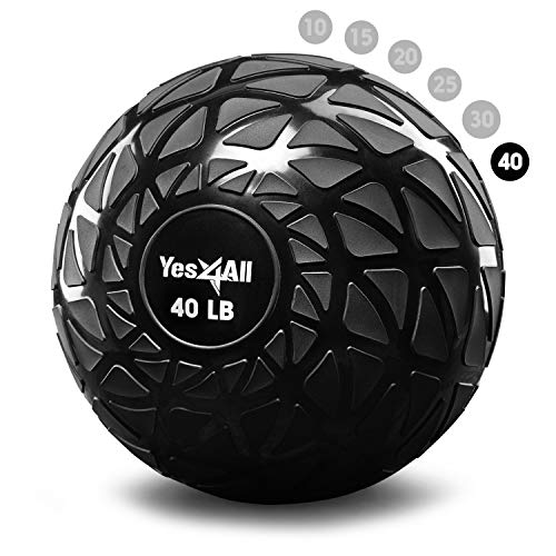 Yes4All Fitness-Slam-Medizinball, 18 kg, für Übung, Kraft, Krafttraining, Workout-Ball, gewichteter Ball, Gymnastikball, dynamisches Schwarz, X Kg von Yes4All