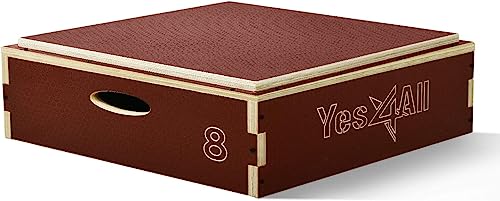 Yes4All UP3S 3 in 1 Plyo Box aus Holz mit rutschfester Oberfläche, 20,3 cm H, Plyometric Box Plattform für Sprungtraining, Sprungkästen für Home Gym Übung und Outdoor Workout, Rot von Yes4All