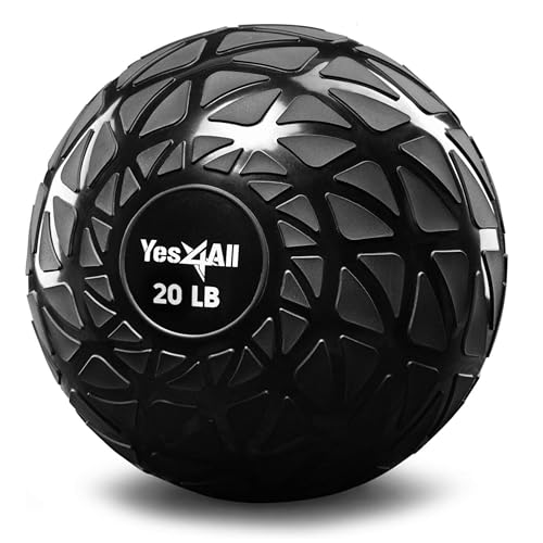 Yes4All Fitness-Slam-Medizinball, 9 kg, für Übung, Kraft, Krafttraining, Workout-Ball, gewichteter Ball, Gymnastikball, dynamisches Schwarz. von Yes4All
