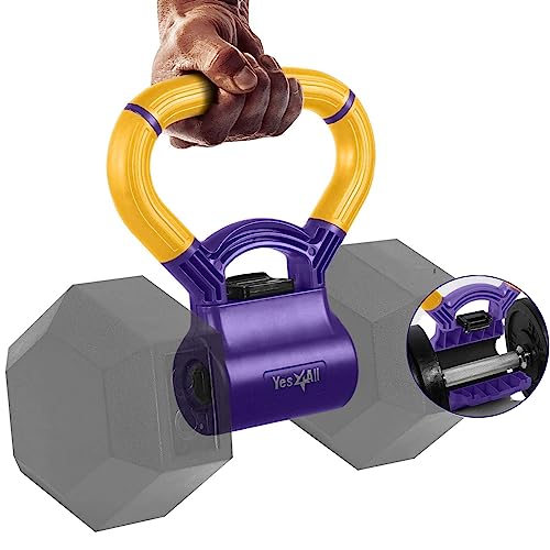 Yes4All Unisex-Erwachsene Kettlebell Kettle Grip Kugelgriff zum Umwandeln von Hanteln in Kugelhanteln für Workouts, C. Gelb und Lila, Dumbbell Converter von Yes4All