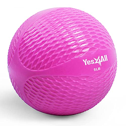 Yes4All PJ5M Toning Ball Weich gewichtet, 2.2 kg Rosa einzeln Krafttraining Gewichte & Zubehör Medizinbälle für Pilates, Yoga, Fitness von Yes4All