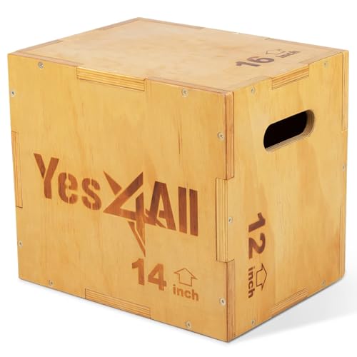 Yes4All 3 in 1 Holz Plyo Box mit 4 verschiedenen Größen - Lieferumfang: Schrauben zur einfachen Montage, Unisex-Erwachsene, A-Light wood color, 40.6cmx35.5cmx30.5cm W6P6 von Yes4All