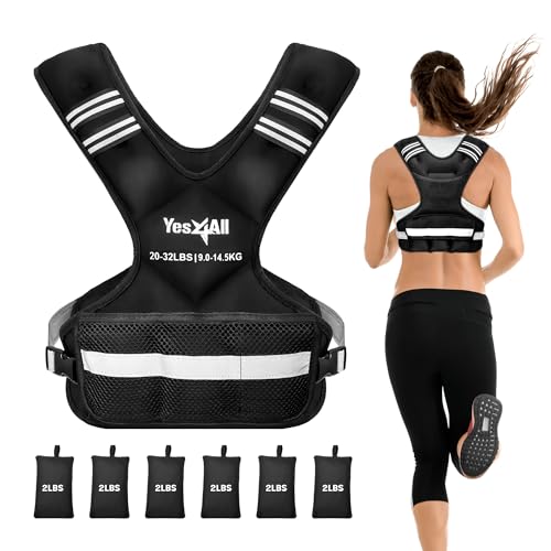 Yes4All Verstellbare Gewichtsweste mit Weste Reflektorstreifen, 9-14,5 kg Gewichtsweste für Krafttraining für Männer & Frauen von Yes4All