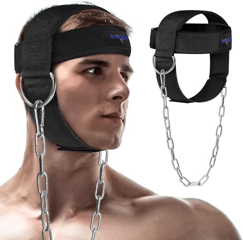 Yes4All Verstellbares Nackengeschirr für Krafttraining/Nackentrainer mit breitem gepolstertem Gurt, Unterstützung Nackenverstärker & Widerstandstraining, Gewichtheben, Kopfgeschirr, Schwarz von Yes4All