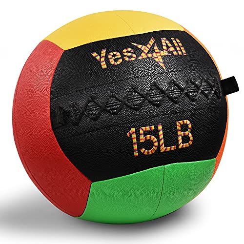 Yes4All NVU1 Medizinball Wall Ball 6.8 kg Gewichtsball Weicher aus Leder für Ganzkörpertraining und Kraftübungen von Yes4All