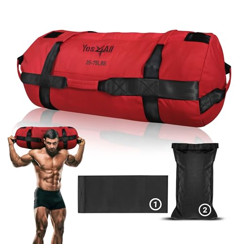 Yes4All Workout-Sandsäcke, strapazierfähige Sandsäcke für Fitness, Kondition, MMA und Kampfsport – Rot – M von Yes4All