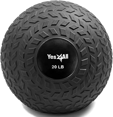 Yes4All 1YHQ Slam Balls Medizinball 9 kg, Schwarz für Kraft, Power und Training von Yes4All
