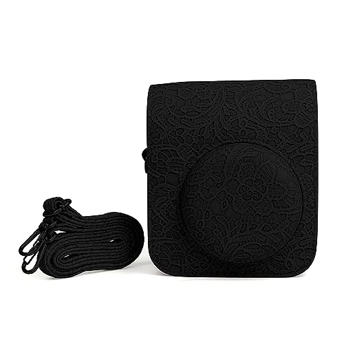 Yfenglhiry Tragbare Kameratasche mit verstellbarem Gurt für 12 Kameras, stilvolle und schützende Hülle für Fotografie, 12 Taschen, Spitze schwarz von Yfenglhiry