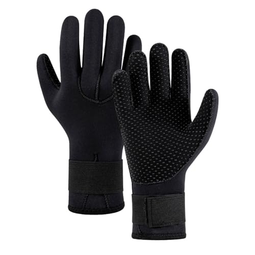 Yfenglhiry Wasserhandschuhe, 5 mm, Neopren, Fünf-Finger-Handschuhe, warmer Neoprenanzug, Winterhandschuhe mit verstellbarem Hüftgurt, für Tauchhandschuhe von Yfenglhiry