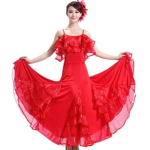 Yhsgscr Ballsaal Großer Swingrock Modernes Tanzkleid Für Damen Bankett Tanzkleidung Trainingskleidung Nach Nationalem Standard Tango Foxtrott Kleidung Mit Rüschenkragen,Rot,XL Yhsgscr Ballsaal Großer Swingrock Modernes Tanzkleid Für Damen Bankett Tanzkleidung Trainingskleidung Nach Nationalem Standard Tango Foxtrott Kleidung Mit Rüschenkragen,Rot,XL von Yhsgscr