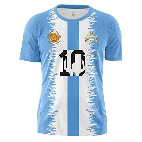 YiLianDa Argentinien Meister Katar Fußball Weltmeisterschaft Erinnerung T-Shirt Rundhals Kurzarm Fanshirt Casual Sport Atmungsaktiv Trikots Fussballshirts Herren und Damen 4# L von YiLianDa