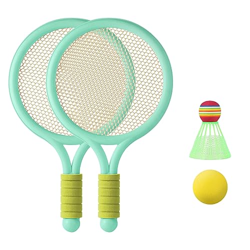 1 Paar Kinder-Badmintonschläger für Kinder, Set beinhaltet 2 Schläger, 1 Badminton für Badmintonzubehör, Kinder-Badmintonschläger-Set, Kinder-Tennisschläger, Tennisschläger-Set von YiQinzcxg