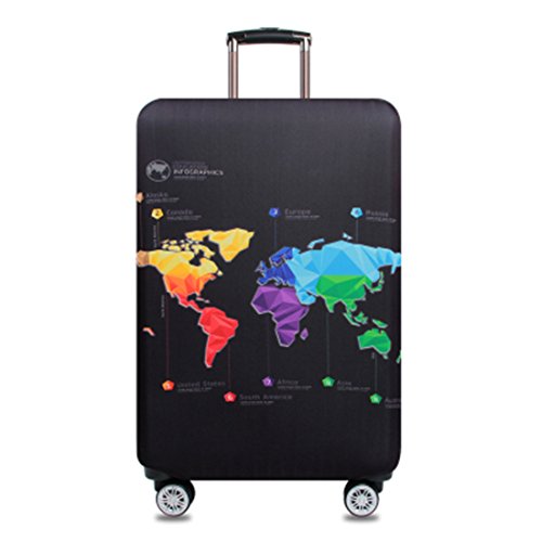 YianBestja Elastisch Kofferhülle Kofferschutzhülle Gepäck Cover Reisekoffer Hülle Koffer Schutzhülle Luggage Cover mit Reißverschluss (Map, L (25-28 Zoll)) von YianBestja