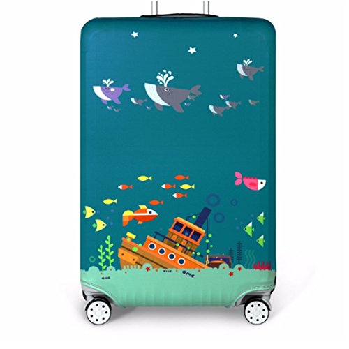 YianBestja Elastisch Reise Kofferschutzhülle Abdeckung Waschbar Kofferhülle Schutz Bezug Luggage Cover für 18-32 Zoll Koffer (Ozean, XL (29-32 Zoll)) von YianBestja