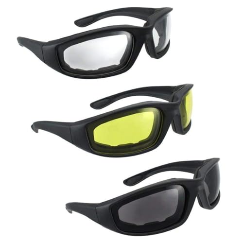 Yililay Motorradgläser winddichtes Reitbrillen UV -Schutz gepolstert Schaumskibrillen 3pcs von Yililay