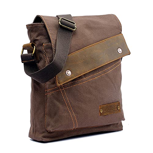 Yimidear Herren Canvas Freizeit Retro Umhängetasche Schultertasche Handtasche Tasche Schultasche Messenger Bag (Coffee) von Yimidear