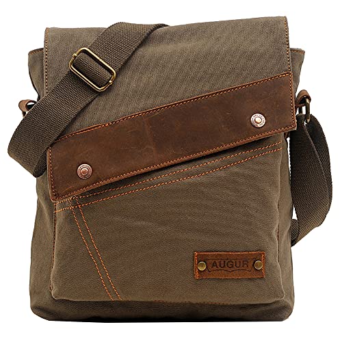 Yimidear Herren Canvas Freizeit Retro Umhängetasche Schultertasche Handtasche Tasche Schultasche Messenger Bag (Green) von Yimidear
