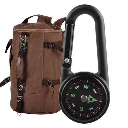Yiurse Karabiner-Schlüsselanhänger, Mini-Kompass-Schlüsselanhänger, kompakter Taschen-Überlebens-Kompass, Temperaturanzeige für Wandern und Rucksackreisen, tragbares Handheld-Navigationswerkzeug von Yiurse