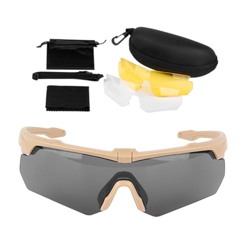 Yjcnelcr Airsofts taktische Brille mit 3 austauschbaren Gläsern, beschlagfrei, UV-Schutz, Jagd, Airsofts Goggle Set für taktische Brillen von Yjcnelcr