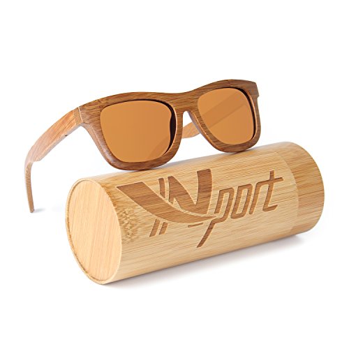 Ynport Bambus-Sonnenbrille für Herren/Damen, klassisches Design, mit Holz beschichtet, Vintage-Stil, Floating Eyewear von Ynport Crefreak