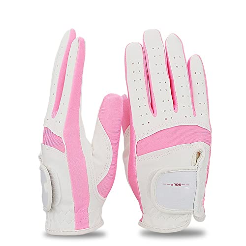 YoGaes Golfhandschuhe 1 Pair Golfhandschuhe for Kinder Links Recht Hand Handschuh Atmungsaktiv Weichstoff Blau Rosa Golfhandschuh Golfhandschuhe Damen (Color : 1 Pair Pink, Größe : XXL) von YoGaes