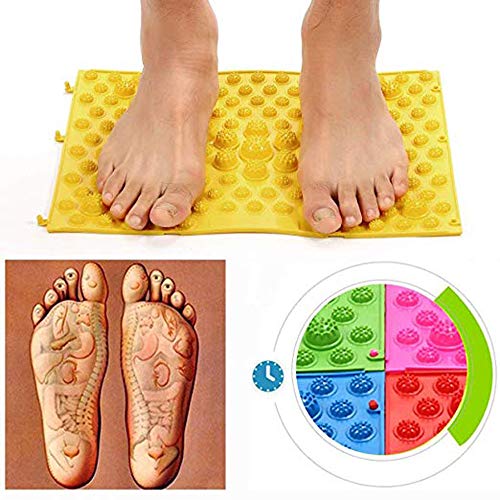 yobeyi Akupressur Fußmatte Spiel Fußreflexzonen Walking Fuß Teller Massage Pad Schmerzlinderung simulieren Durchblutung 2 Pcs, gelb von Yobeyi