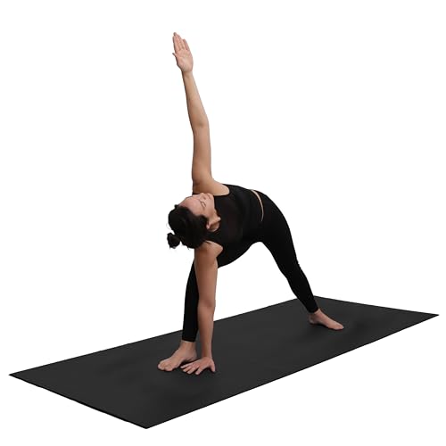 Yoga-Mad Studio-Yogamatte, extra lang, 220 cm lang, 120 cm breit, rutschfeste Gymnastikmatte mit hoher Dichte, für Pilates, Yoga, Stretching, Heimtraining und allgemeine Fitness von Yoga-Mad