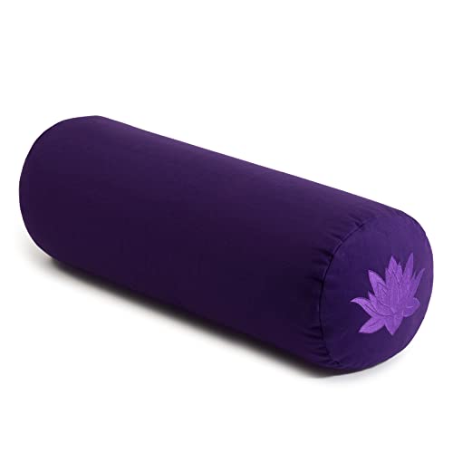 Yoga Studio YS BWBolster/Purple Nackenrolle, Buchweizen-Lotus-Meditationskissen, 23 x 61 cm, Baumwolle, mit YKK-Reißverschluss, Violett, Regular von Yoga Studio