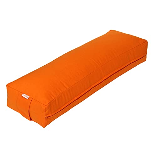 Yogabox Pranayama Yogakissen Basic mit Bio-Dinkelspeltzfüllung, Waschbarer Bezug aus 100% Baumwolle, für Atemübungen beim Yoga und für die Rückenstabilisierung, orange von Yogabox