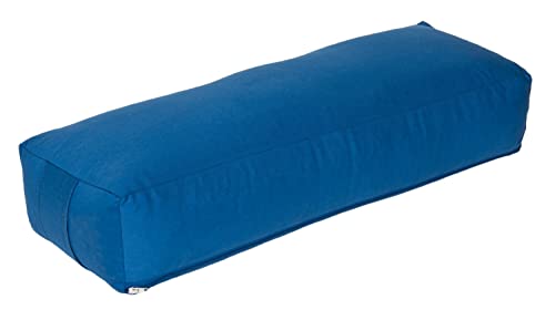 Yogabox Yoga Bolster Rechteckig, Waschbarer Bezug aus 100% Baumwolle, Yogarolle eckig mit Bio-Dinkelspeltzfüllung, Yogakissen groß für Restoratives Yoga, Maße: ca. 60 x 20 x 14 cm, blau von Yogabox