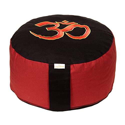 Yogabox Meditationskissen Glückssitz Rondo mit OM-Symbol Bordeaux/schwarz, rot/schwarz von Yogabox