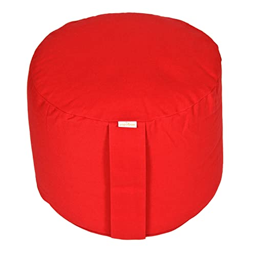 Yogabox Hochwertiges Meditationskissen Rondo Big - Yogakissen extra hoch Bezug und Innenkissen 100% Baumwolle Ø ca. 34 cm, rot von Yogabox