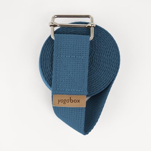 Yogabox Yogagurt Asana Belt Made in Germany aus 100% Baumwolle, Schiebeschnalle aus Metall, Anfänger & Fortgeschrittene, 2.5 m, Petrol von Yogabox
