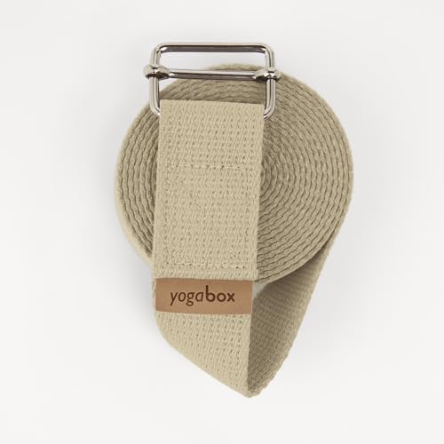 Yogabox Yogagurt Asana Belt Made in Germany aus 100% Baumwolle, Schiebeschnalle aus Metall, Anfänger & Fortgeschrittene, 3 m, Natur von Yogabox