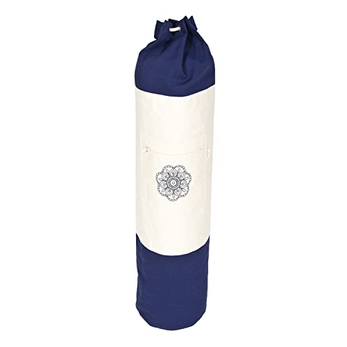 Yogabox Yogatasche Surya Bag 2 farbig für Schurwollmatten, dunkelblau/Natur, L: 100 cm/Ø 25 cm von Yogabox