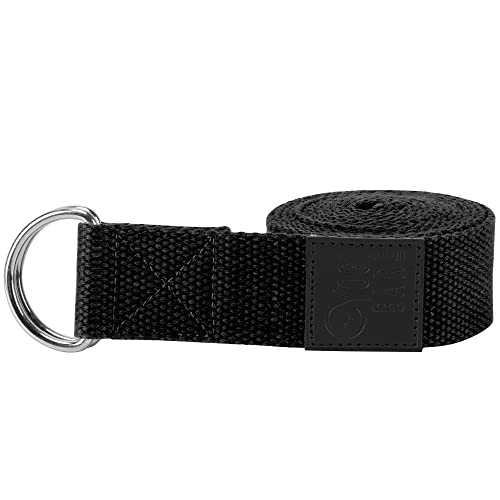 Yogi Bare Yogaband zum Dehnen - Yoga Zubehör & Ausrüstung - Bänderdehnungsgurt & Stretchband mit Doppel-D-Ring Schlaufen - Schwarz von Yogibare