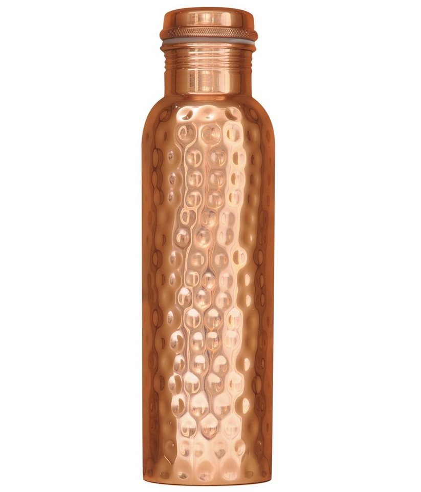 Yogishop Trinkflasche Kupferflasche gehämmert, 0,9 l, Edle Design-Kupferwasserflasche. von Yogishop