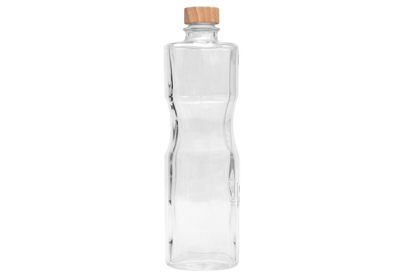 Yogishop Trinkflasche Yogabottle Juicy, 1 l, Formschöne, hochwertige 1-Liter-Glastrinkflasche mit Holzverschluss. von Yogishop