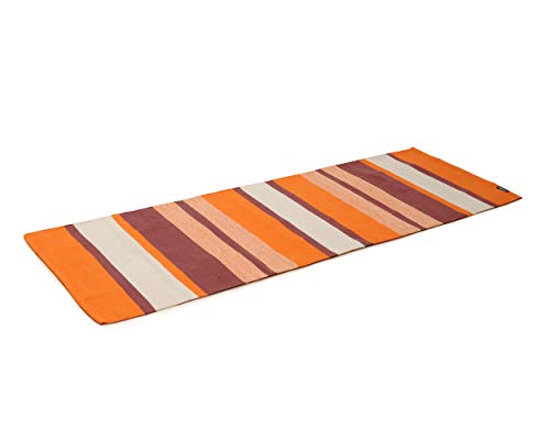 Yogishop Yogateppich Cotton Rug - Striped 201 x 70 x 0.3 cm, orange von Yogishop