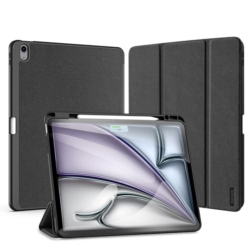 Yohryi Hülle für iPad Air 11 Zoll (M2, 2024), magnetische Abdeckung, automatischer Schlaf-/Wachmodus, dreifach Faltbarer Ständer, schlanke, weiche TPU-Rückschale mit Stifthalter,Black von Yohryi