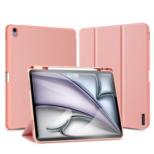 Yohryi Hülle für iPad Air 11 Zoll (M2, 2024), magnetische Abdeckung, automatischer Schlaf-/Wachmodus, dreifach Faltbarer Ständer, schlanke, weiche TPU-Rückschale mit Stifthalter,Pink von Yohryi