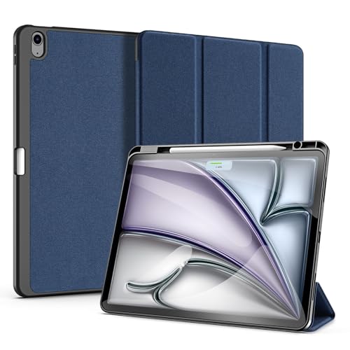 Yohryi Hülle für iPad Air 13 Zoll (M2, 2024), magnetische Abdeckung, automatischer Schlaf-/Wachmodus, dreifach Faltbarer Ständer, schlanke, weiche TPU-Rückschale mit Stifthalter,Blue von Yohryi