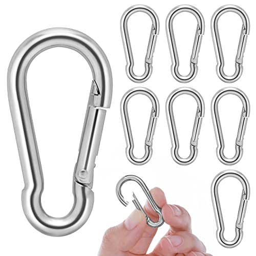 8 Stück Schlüsselanhänger Karabinerhaken Federkarabinerhaken 304 Karabiner Edelstahl Heavy Duty Seilverbinder Schnappklemme Kabelverbinder Kleiner Feder Karabinerhaken Karabiner Rucksack Paracord von Yolev